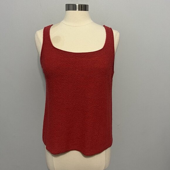 Eileen Fisher Sweater Cardigan & Tank Set Wool Red Size PL Textured Open Front - Picture 6 of 12